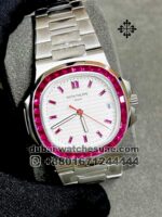 Patek Philippe Nautilus 5711 Steel with custom  White Dial Ruby Bezel