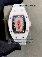 Richard Mille ladies 07-01 white ceramic ,Red dial