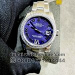 Rolex 31 mm Date Just Violet? Dial Roman Numeric Stoned Bezel with? Oyster? Bracelet Copy