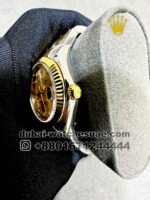 Rolex 31 mm Date Just Gold? Dial Stone Numeric Flutted Gold Bezel with Two Tone Oyster Bracelet Copy - Image 3