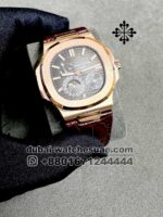 Patek Philippe Nautilus 5712/1A-001  Moon,Gray Dial Gold Bezel  With Brown Leather Strap
