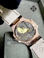 Patek Philippe Nautilus 5712/1A-001  Moon,Gray Dial Gold Bezel  With Brown Leather Strap - Image 4