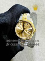 Rolex 31 mm Date Just Gold? Dial Stone Numeric Flutted Gold Bezel with Two Tone Jubilee? Bracelet Copy