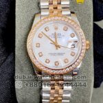 Rolex 31 mm Date Just two tone white faced ,Rose Gold