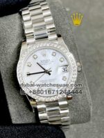 Rolex 31 mm Date just White Dial with stonework bezel - Image 2