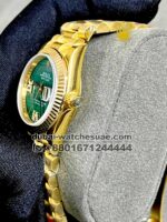 Rolex 31 mm Date Just, Green color, Stoned Roman Numerals with golden bezel - Image 3