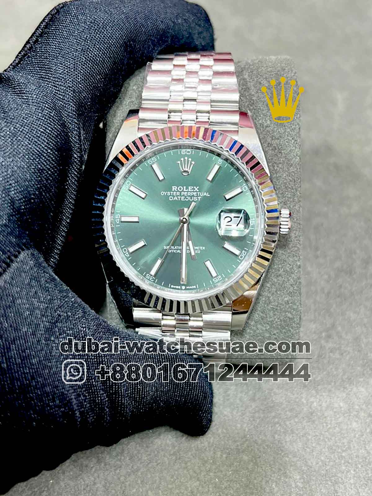 4-a-1-4.jpg Rolex 41 mm Date Just , Olive Green face, Jubilee - Image 1