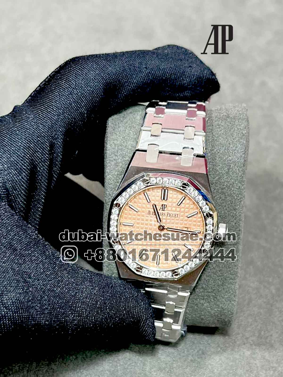 4-a-1-5.jpg Audemars Piguet Royal Oak 33 mm yellow dial Stoned Bezel Stainless Steel - Image 1