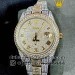 ROLEX DATEJUST 41 OYSTER FULLY ICED OUT? GOLD FACE WITH ARABIC NUMERALS Copy