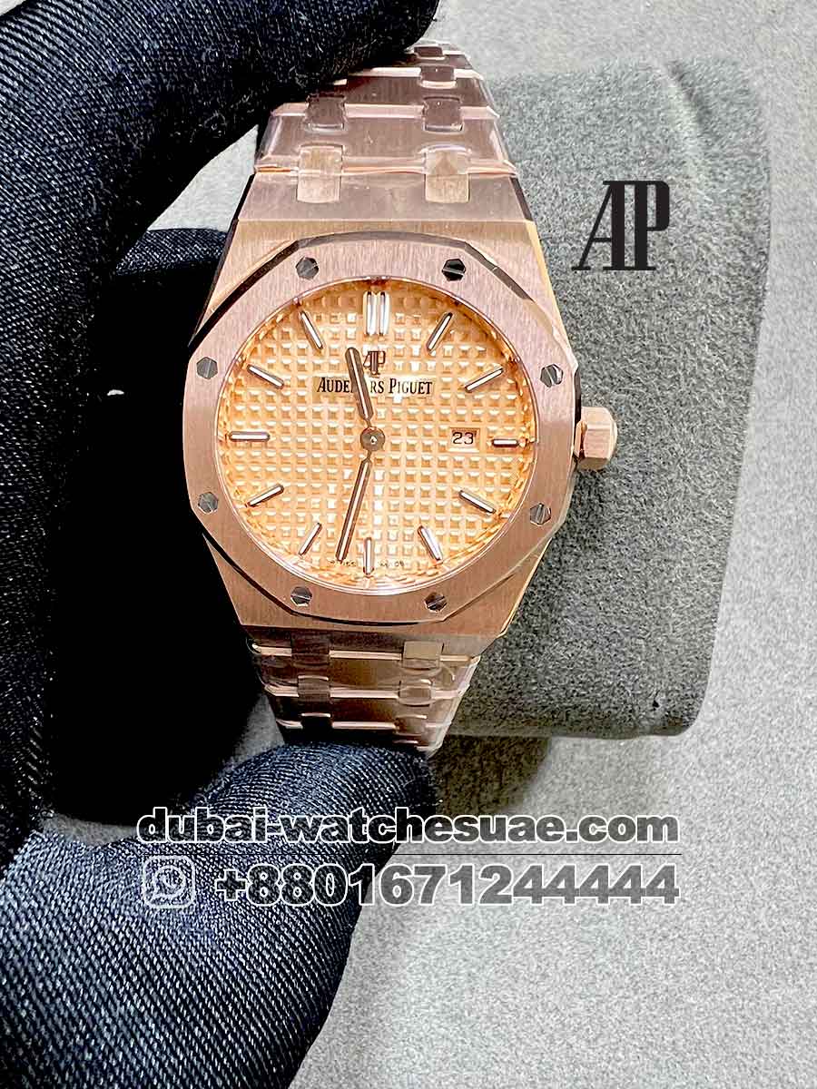 4-a-17.jpg Audemars Piguet Royal Oak 33 mm Yellow Gold Dial With Rose Gold Bracelet Copy - Image 1