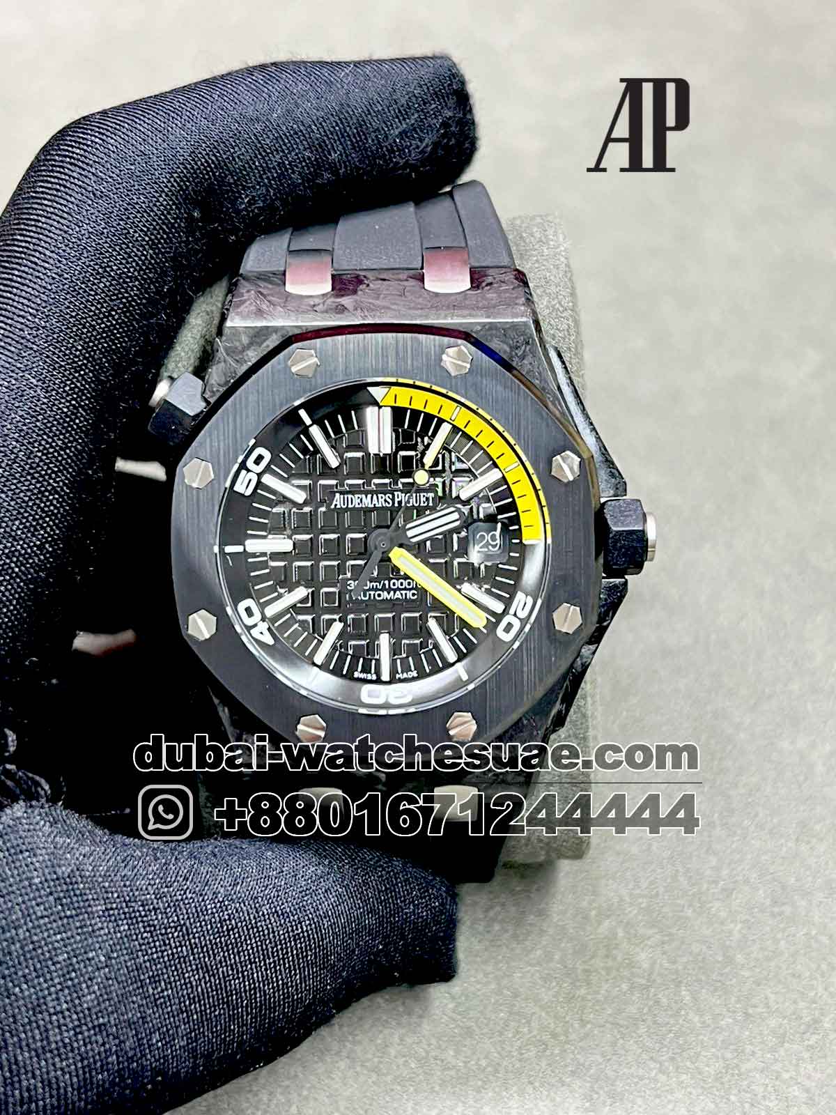 4-a-2-1.jpg Audemars Piguet Royal Oak Offshore Diver Black Dial and Yellow Driver With Black Rubber Strap - Image 1