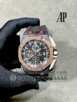Audemars Piguet Royal Oak Offshore Black Dial  Golden Bezel Black Rubber Strap