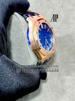 AUDEMARS PIGUET ROYAL OAK 41MM 15500 Blue Dial Gold Bezel With Blue Leather Strap - Image 2