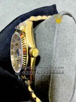 Rolex 36 mm? Gold Day Date Stoned Dial With Rainbow Stoned Numeric Flutted Bezel with President Bracelet Copy - Image 3