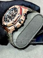 Audemars Piguet Royal Oak Offshore Chronograph Selfwinding??42 mm Black Dial with Silver Sub Dial Rose Gold Bezel Olive Leather Strap - Image 3