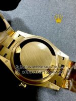 Rolex 36 mm? Gold Day Date Stoned Dial With Rainbow Stoned Numeric Flutted Bezel with President Bracelet Copy - Image 5