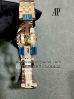 Audemars Piguet Royal Oak 37 mm Rose Gold Dial Multicolor Stonned Bezel With Rose Gold Bracelet Copy - Image 5