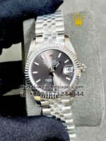 Ladies Rolex 31mm date just classic gray dial flutted bezel Watch: