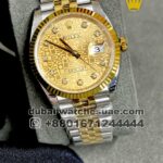 Rolex 36 mm Date Just Gold dial with stoned numeric two tone Jubilee