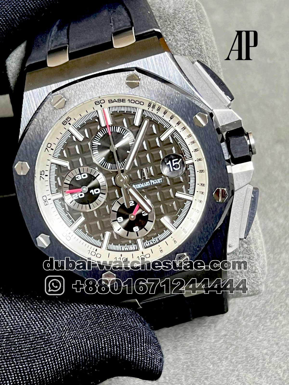 47.1-1.jpg Audemars Piguet Royal Oak Offshore Gray Dial And Black Sub Dial Black Ceramic Bezel and Rubber Strap - Image 1
