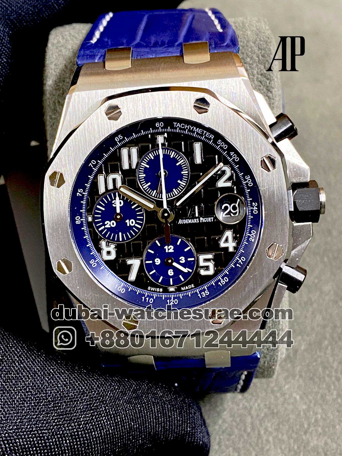 49.jpg Audemars Piguet Royal Oak Offshore Chronograph Black Dial Blue?Sub Dial Silver Bezel Blue Rubber Strap - Image 1