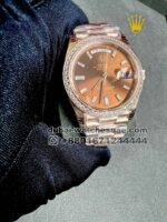Rolex 40 mm Day date ,Ever rose,Stoned Bezel