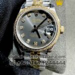 Rolex 31 mm Date Just Gray dial With Stonned Numeric and Bezel With Rose Gold Two Tone Jubilee Bracelet Copy