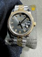 Rolex 31 mm Date Just Gray dial With Stonned Numeric and Bezel With Rose Gold Two Tone Jubilee Bracelet Copy