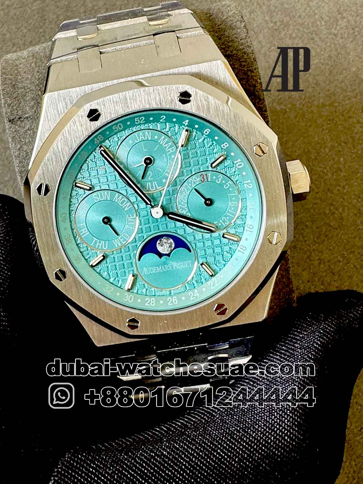 5-a-12.jpg Audemars Piguet Royal Oak Perpetual Calendar Moonphase Sky Blue Dial 41mm Stainless Steel Copy - Image 1