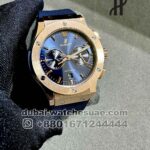 Hublot Classic Fusion Chronograph Titanium Blue With Rose Gold Bezel and Blue Rubber Strap Copy