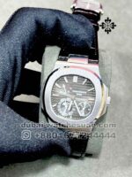 Patek Philippe Nautilus Moon Gray Dial With Black Leather Strap
