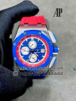 Audemars Piguet Royal Oak Offshore Chronograph 42mm?Blue Dial White Sub Dial Blue Ceramic Bezel with Blue And Red Rubber Strap