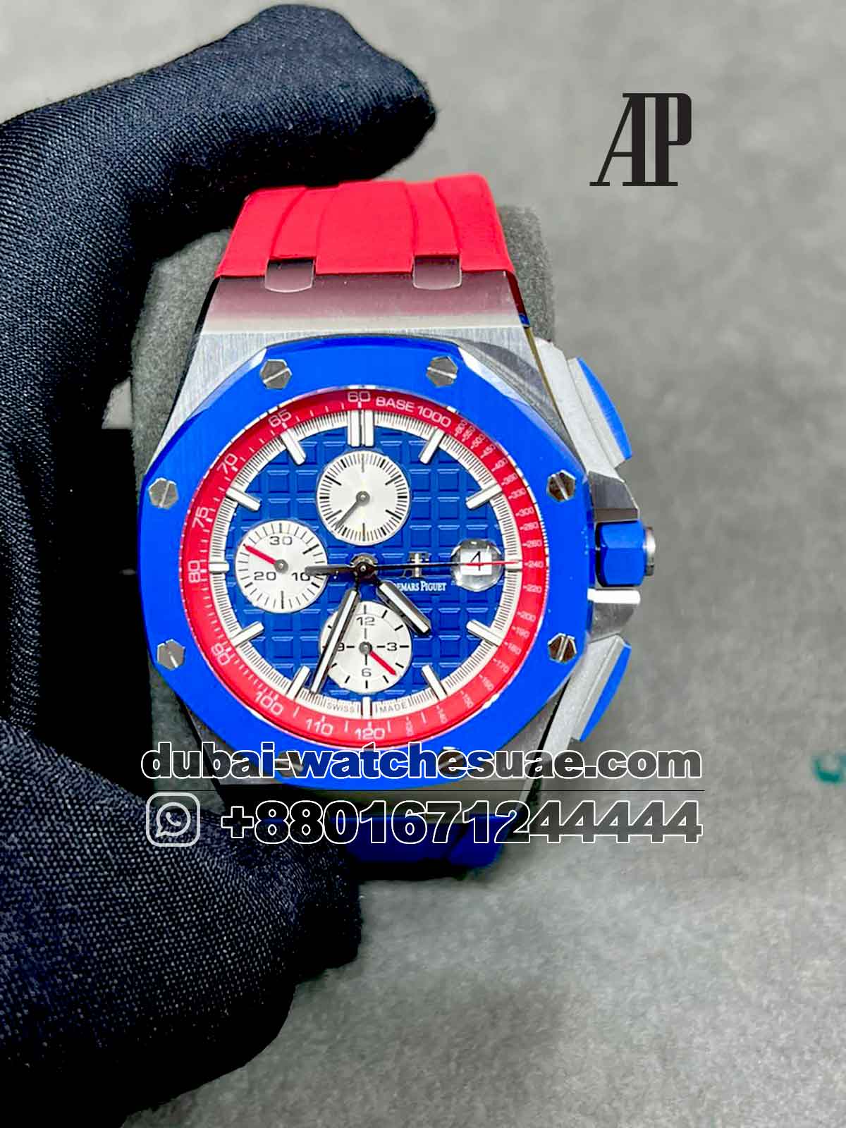 5-a-3-3.jpg Audemars Piguet Royal Oak Offshore Chronograph 42mm?Blue Dial White Sub Dial Blue Ceramic Bezel with Blue And Red Rubber Strap - Image 1