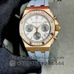 Audemars Piguet Royal Oak 26231OR.ZZ.D003CA.01 White Dial Withy Chrono Stoned Bezel Gray Rubber Strap