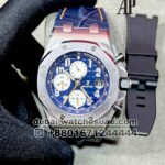 Audemars Piguet Royal Oak Offshore Chronograph selfwinding  ,42 mm Indigo Dial Silver Bezel With Blue Leather Strap