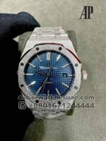 Audemars Piguet Royal Oak 41mm? Hammered 18k? White Gold? Men's Watch Blue Dial 15410BC.GG.1224BC.01 Copy