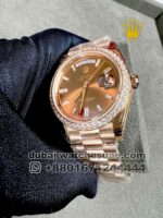 Rolex 40 mm Day date ,Ever rose,Stoned Bezel - Image 4