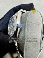 Rolex 36 mm? Silver Day? Date Stoned Dial With Rainbow Stoned Numeric Stoned Bezel With President Bracelet Copy - Image 3