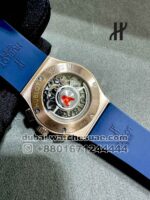 Hublot Classic Fusion Chronograph Titanium Blue With Rose Gold Bezel and Blue Rubber Strap Copy - Image 4
