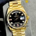 Rolex 36 mm Day date ,Yellow Gold,Black face