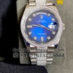 Rolex 36 mm Day Date Ice out? Blue face ,Stonework