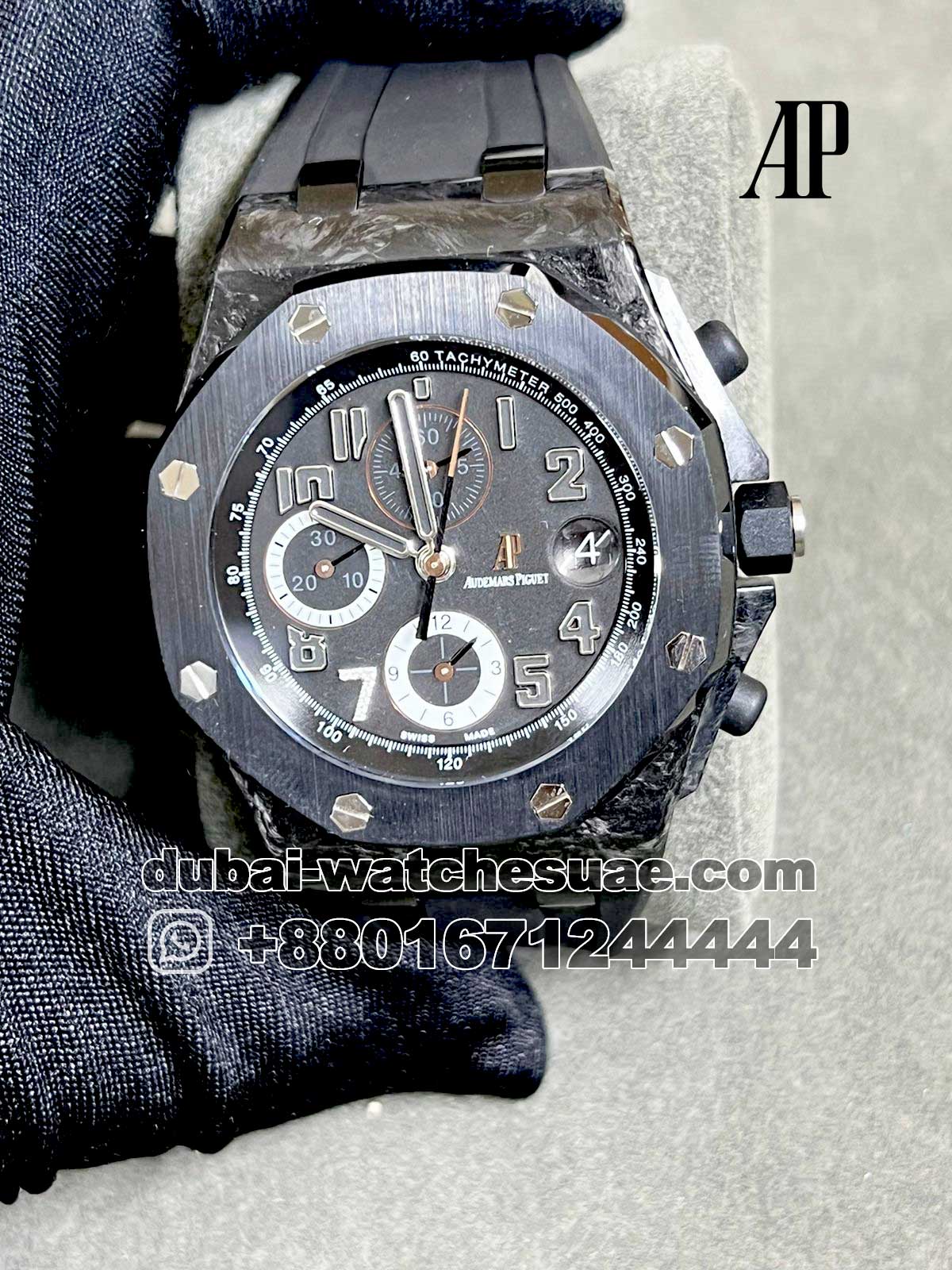 56.1-1.jpg Audemars Piguet Royal Oak Offshore Chronograph Black Dial Black Ceramic Bezel With Black Rubber Strap - Image 1