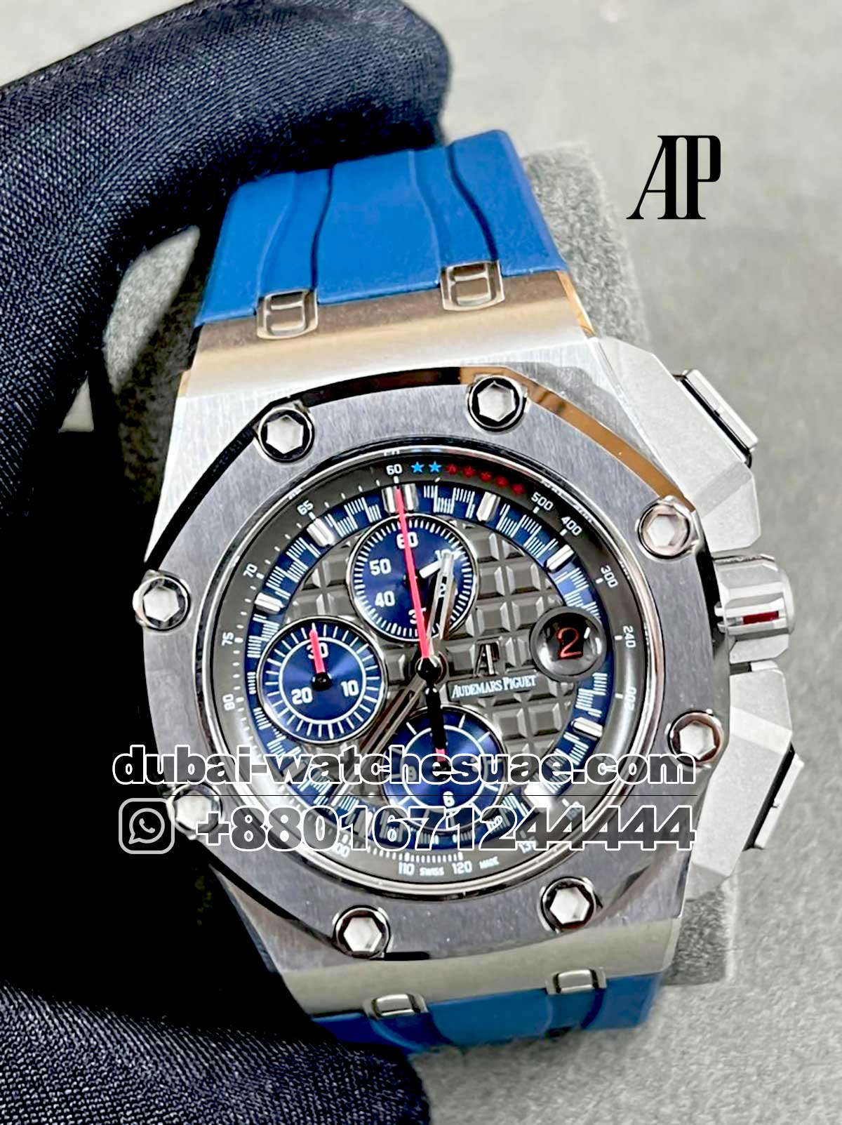 58.1-1.jpg Audemars Piguet Royal Oak Offshore Chronograph Michael Schumacher in Platinum Blue Rubber Strap with Anthracite Dial 26568PM.OO.A021CA.01 - Image 1