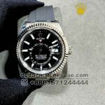 Rolex Sky-Dweller Dial 42 mm Black Dial Flutted Bezel With Rubber Strap? Copy