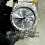Rolex Day-Date 40mm Gray Dial With Stoned Bezel Copy