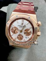 Audemars Piguet Royal Oak Chronograph selfwinding White Dial With Golden Sub Dial  Rose gold Bezel And Bracelet