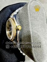 Rolex 31 mm Date Just Silver dial With Roman Numeric and Stonned Bezel With Two Tone Jubilee Bracelet Copy - Image 3