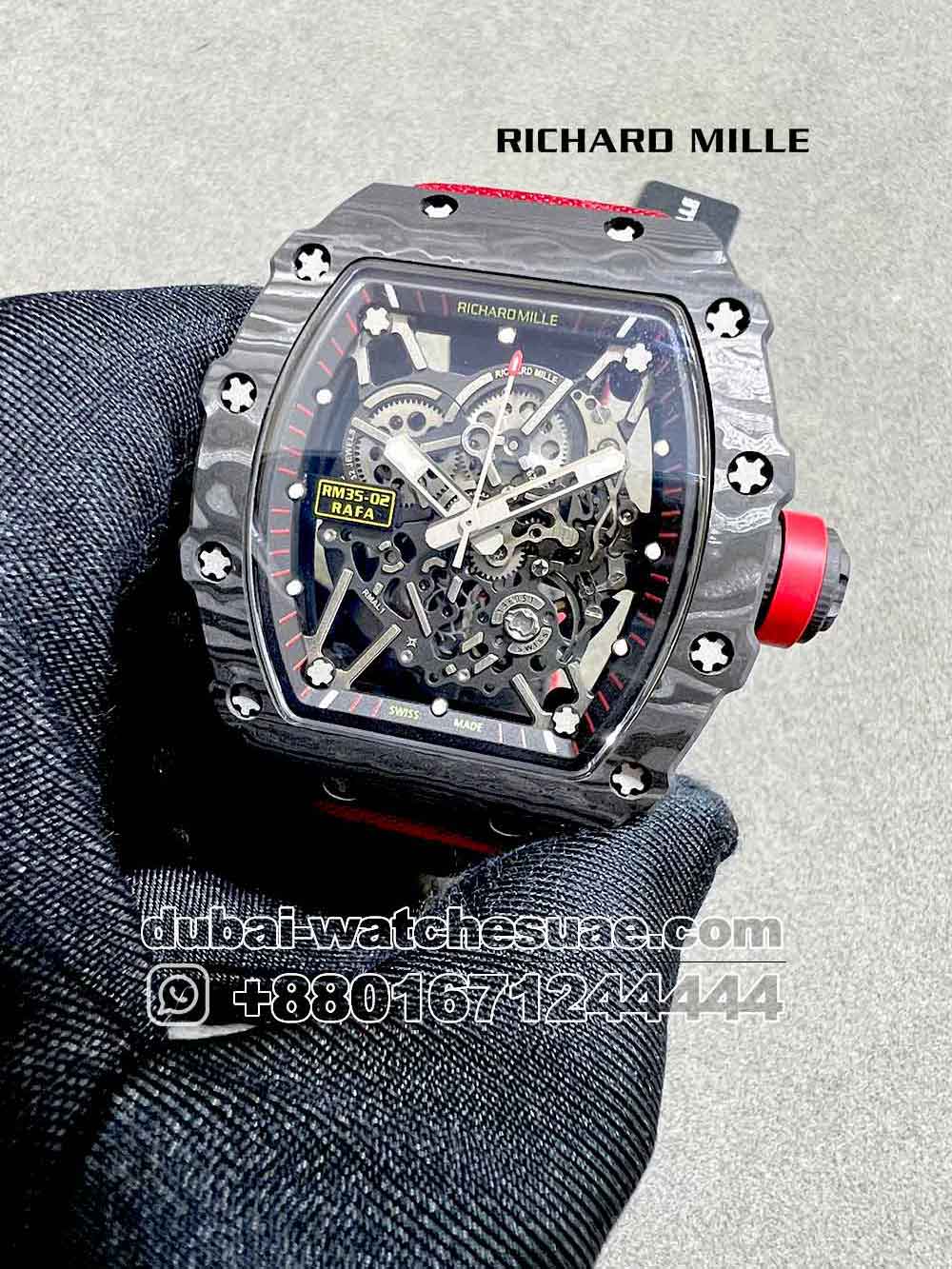 6-d-1-11.jpg Richard Mille Rafa RM 35-02 Tourbillon Super Slim Black With Red Velcro Strap Copy - Image 1