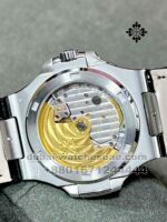 Patek Philippe Nautilus Gray Dial Silver Bezel with Black Leather Strap - Image 6