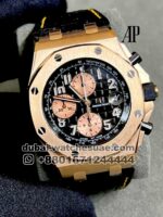 Audemars Piguet Royal Oak Offshore Selfwinding Chronograph 42mm Black Dial Rose Gold Bezel With Black Leather Strap